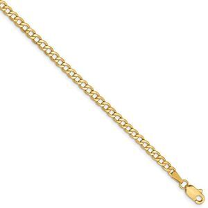2.75mm 14k Yellow Gold Hollow Curb Chain Necklace, 16 Inch